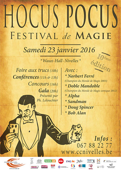 Affiche de l'édition 2016 du Festival de Magie de Nivelles